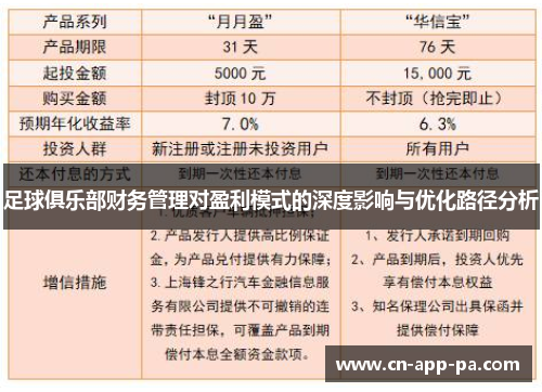 足球俱乐部财务管理对盈利模式的深度影响与优化路径分析 足球俱乐部财务管理对盈利模式的深度影响与优化路径分析